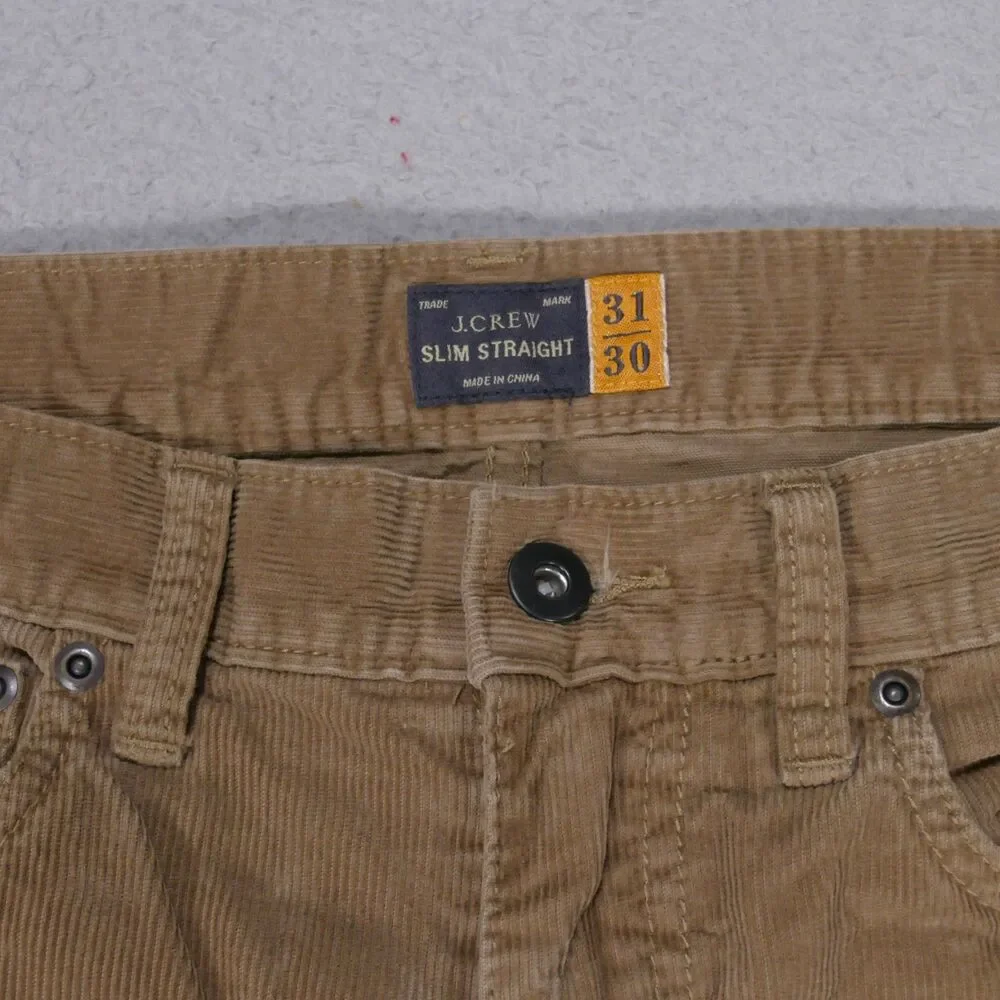 J Crew Pants Mens 31x29 Slim Straight Brown Corduroy